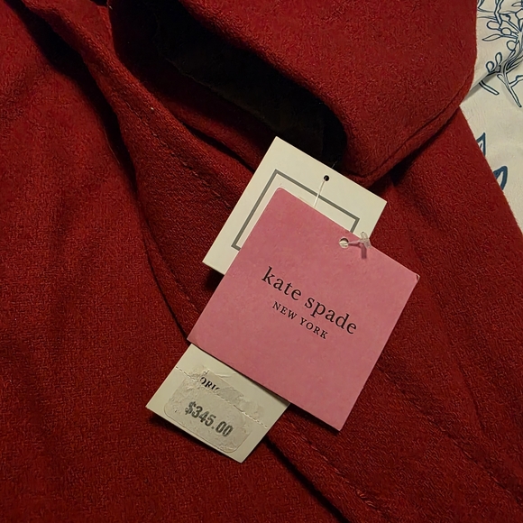 Beautiful Red NWT Kate Spade New York Wool Blend Pea Coat Belted Wrap Size XL - Picture 7 of 16